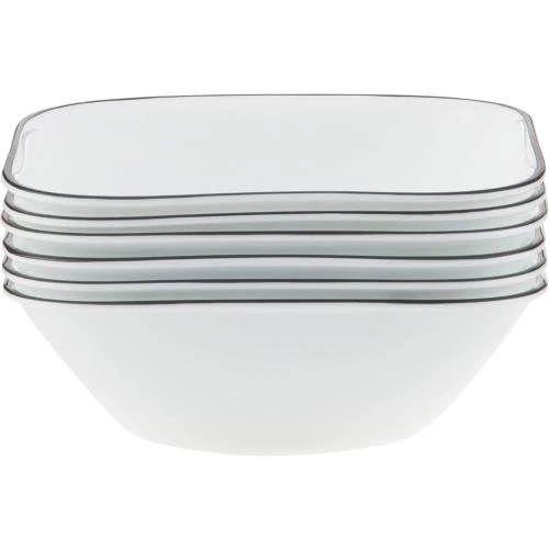 Plates Dîner CORELLE Square Simple Lines, Verre Blanc - Vue principale