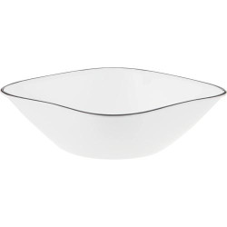 Plates Dîner CORELLE Square Simple Lines, Verre Blanc en situation