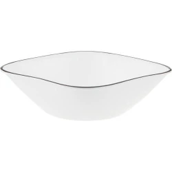 Plates Dîner CORELLE Square Simple Lines, Verre Blanc en situation