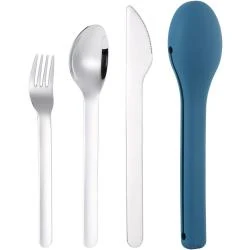 Couverts camping acier inoxydable, lot 3 pièces, portable