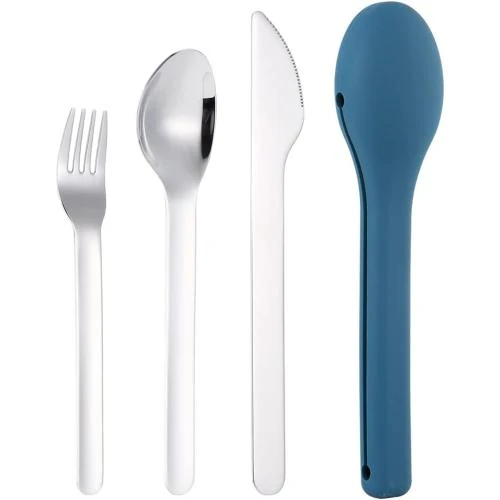 Couverts camping acier inoxydable, lot 3 pièces, portable - Vue principale