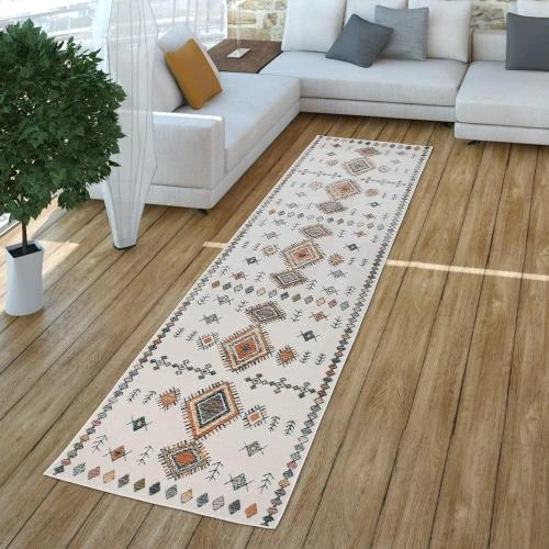 Détail de Tapis Poils Ras Design Ethnique 3D Beige TT Home