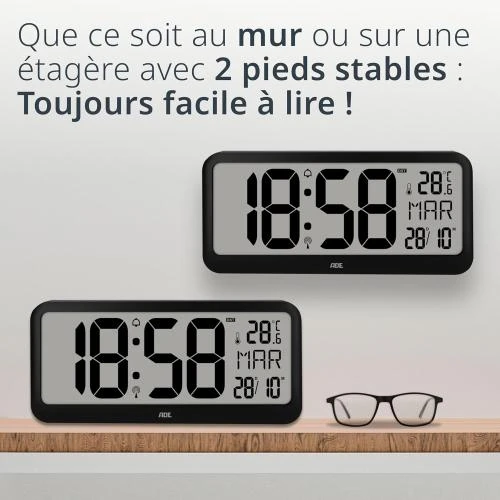 Détail de Horloge Murale Géante ADE, Chiffres XXL, Radiopilotée