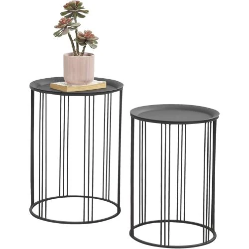 en.casa Tables Basses Gigognes, Ensemble 2 Tables Noires - Vue principale