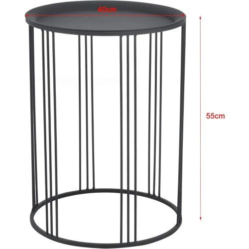 Zoom sur en.casa Tables Basses Gigognes, Ensemble 2 Tables Noires
