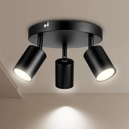 Plafonnier Vintage 3 Flammes, Spots Orientables GU10 - Vue principale