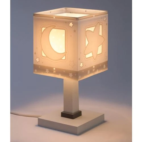 Zoom sur Dalber Lampe Chevet Enfant Lune Étoiles Gris