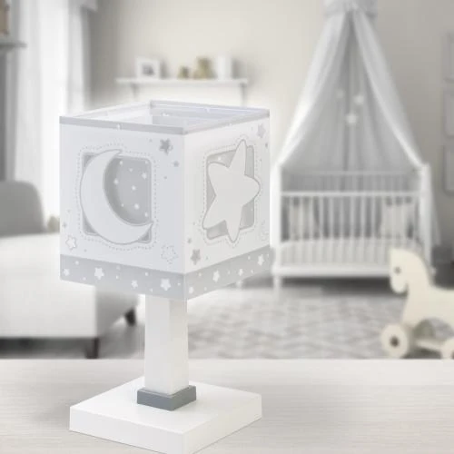 Détail de Dalber Lampe Chevet Enfant Lune Étoiles Gris