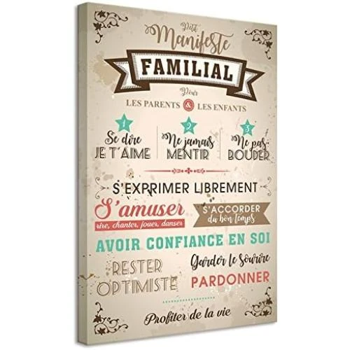 Tableau Toile Règles de Famille Vertikale, Style Hipster - Vue principale