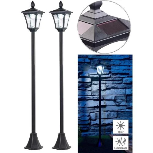 Zoom sur Lampadaires jardin solaires LED, Royal Gardineer, plastique