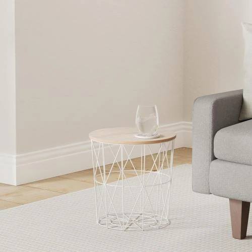 Détail de Table café métal blanc, design moderne, Atmosphera