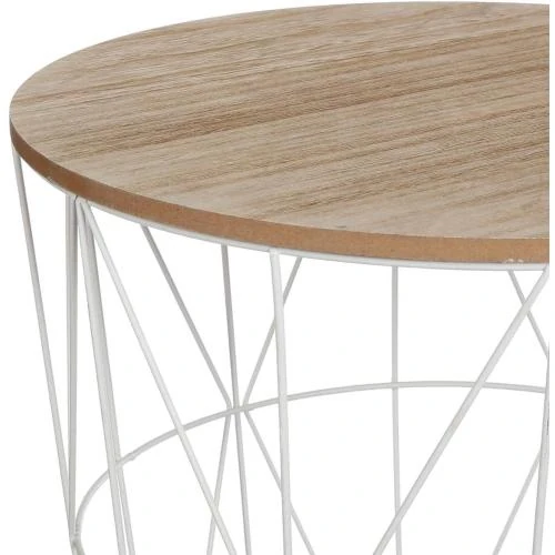 Zoom sur Table café métal blanc, design moderne, Atmosphera