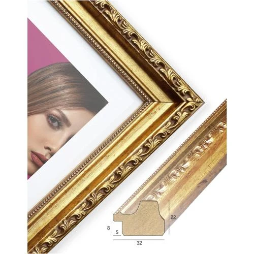 Zoom sur Cadre Photo Bois Vintage Doré Affa Frames