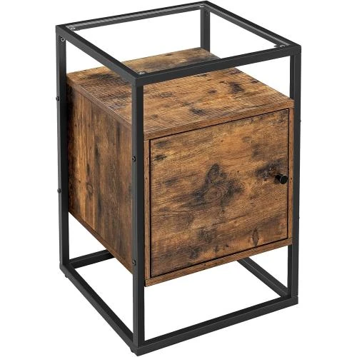 VASAGLE Table de Chevet Verre Trempé, Style Industriel - Vue principale