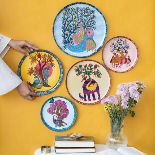 Zoom sur Assiettes murales Gondh Art, lot 5, décoration intérieure
