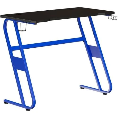 Bureau de jeu ergonomique Flash Furniture, bleu, porte-gobelet, crochet casque - Vue principale