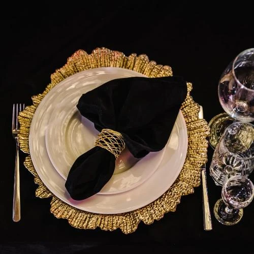 Zoom sur Btanadi, Lot 6 Assiettes Dorées, Chargeurs Décoratifs