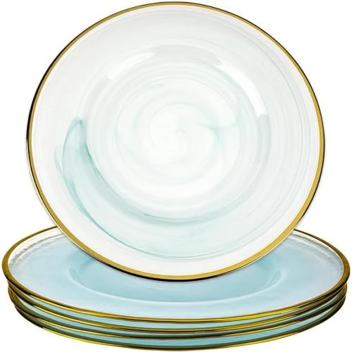 Assiettes en verre bleu clair, lot de 4 pièces - Vue principale