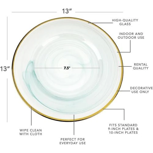 Zoom sur Assiettes en verre bleu clair, lot de 4 pièces
