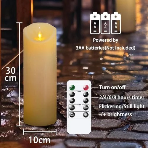 Zoom sur Bougies LED étanches, sans flamme, télécommande, minuterie
