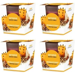 Bougies parfumées Noël, lot de 4, verre satiné, qualité supérieure