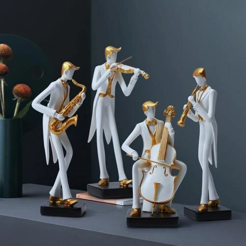 Zoom sur Figurine Musicien HAUCOZE, Sculpture Résine Décor Moderne