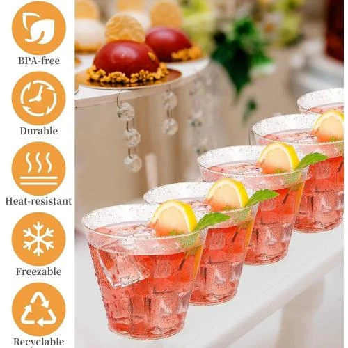 Détail de Gobelets Plastique Réutilisables KAHEIGN, 60 Pièces Or