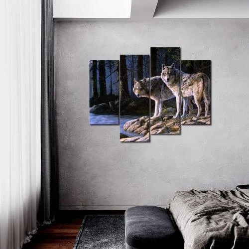 Zoom sur Peinture Murale Loup, First Wall Art, Décoration Moderne