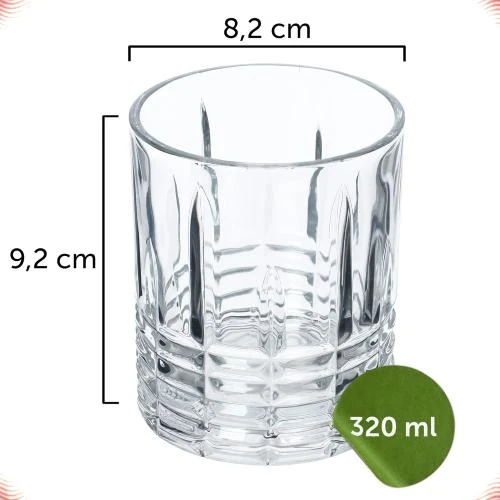 Zoom sur Verres à boire transparents, lot 6, paroi épaisse, cannelés