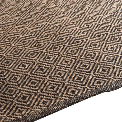 Détail de Tapis Rectangle Livio Noir, Jute, Douceur d'Intérieur