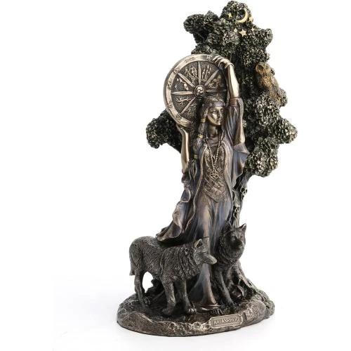 Détail de Statue Arianrhod, Déesse du Destin, Résine Bronze Antique