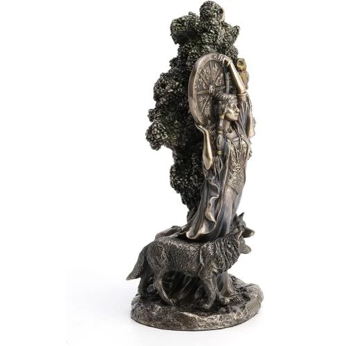 Zoom sur Statue Arianrhod, Déesse du Destin, Résine Bronze Antique