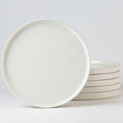 Famiware, Lot 6 Assiettes Salade, Résistantes Rayures, Blanc - Vue principale