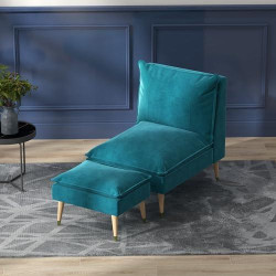 Fauteuil de Relaxation HOMCOM avec Repose-Pieds et Pieds en Bois en situation