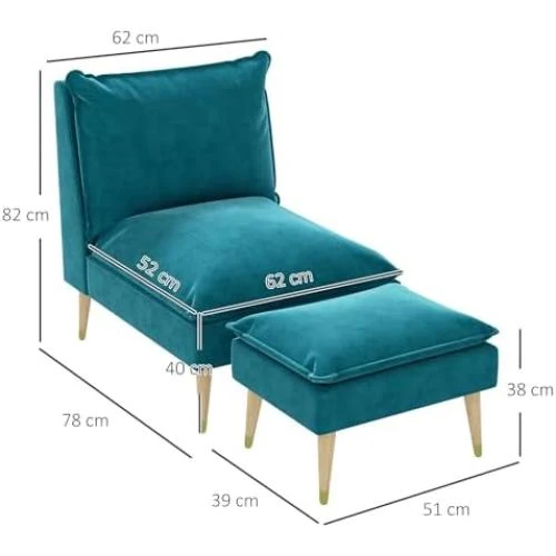 Zoom sur Fauteuil de Relaxation HOMCOM avec Repose-Pieds et Pieds en Bois