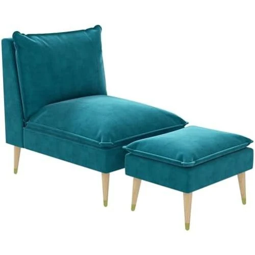 Fauteuil de Relaxation HOMCOM avec Repose-Pieds et Pieds en Bois - Vue principale