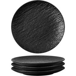 Assiettes en céramique noires fait main, lot de 4