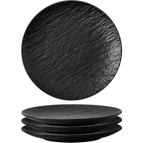 Assiettes en céramique noires fait main, lot de 4 - Vue principale