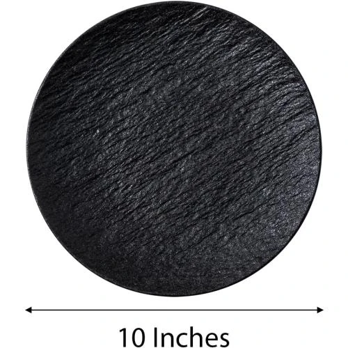 Détail de Assiettes en céramique noires fait main, lot de 4