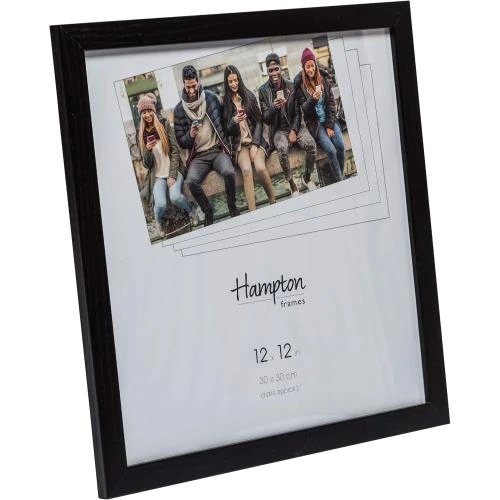 Détail de Cadre photo carre plexiglas noir Hampton Frames