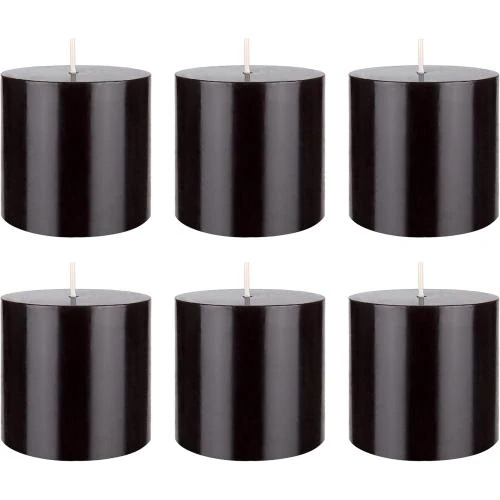 Bougies Pilier Noires Premium, Lot de 6, Non Parfumées - Vue principale