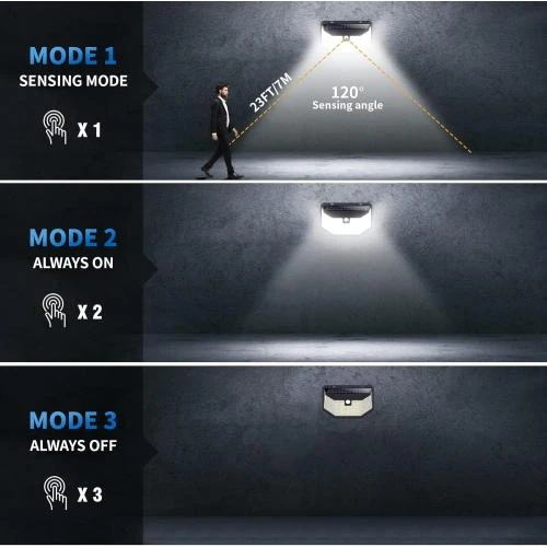 Zoom sur Lampe Solaire Extérieure 300LED, Détecteur Mouvement, Étanche