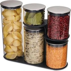 Lot Joseph Joseph Podium 5 Bocaux Hermétiques pour Aliments avec Support