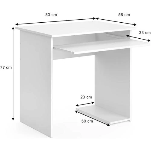 Zoom sur Bureau Vicco Nick, Blanc, Design Moderne, Pratique