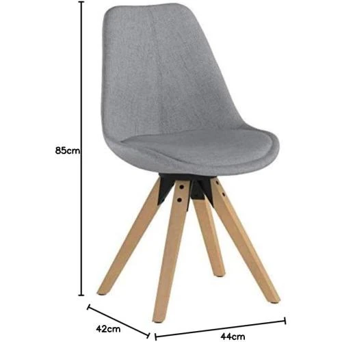 Zoom sur Chaise Scandinave DAVIA, Gris Clair, Tissu PU, Pieds Bois
