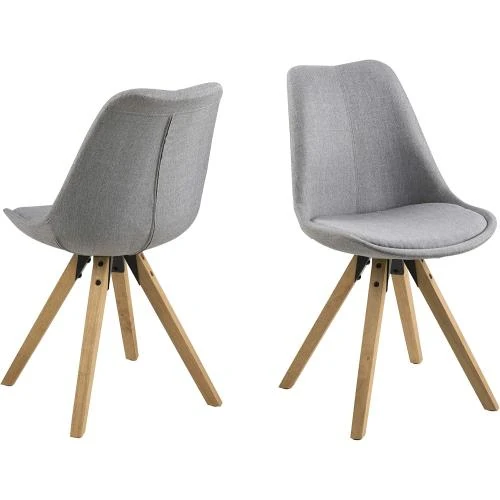 Chaise Scandinave DAVIA, Gris Clair, Tissu PU, Pieds Bois - Vue principale