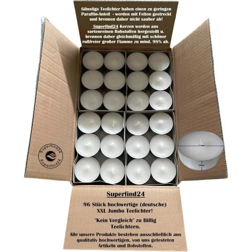 Zoom sur Bougies chauffe-plat XXL Jumbo, lot 96, idéal blackout
