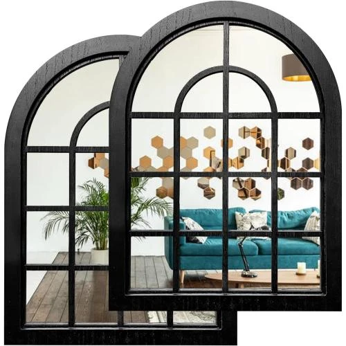 Miroirs muraux ZEXUIRU, cadre bois, design arqué, décor intérieur - Vue principale