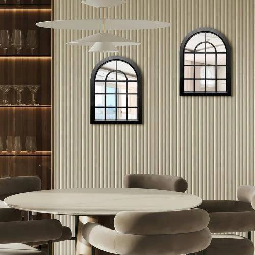 Détail de Miroirs muraux ZEXUIRU, cadre bois, design arqué, décor intérieur