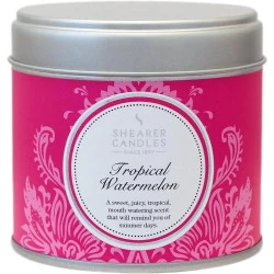 Bougie parfumée Pastèque Tropicale, couvercle argenté, rose